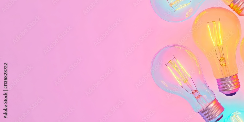 Aufkleber brightly colored light bulbs illuminate a vibrant background creating an artistic display with empty