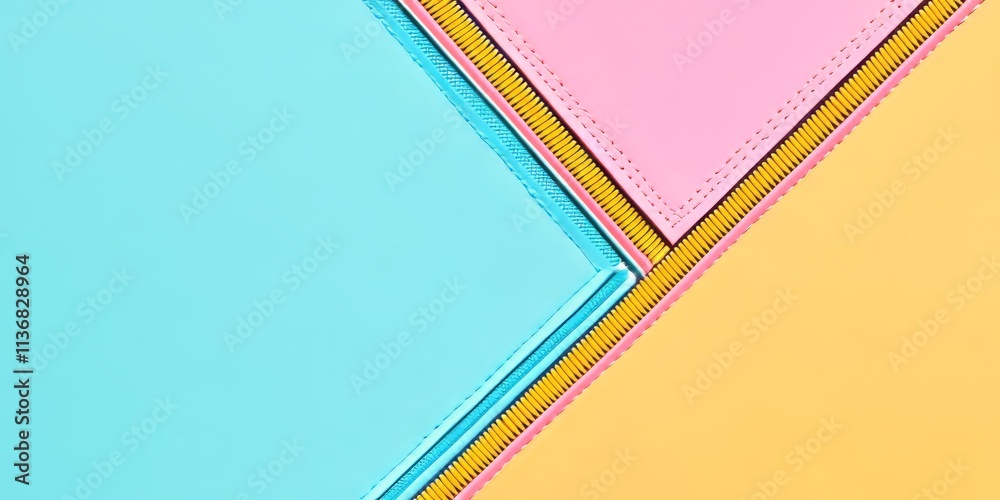Poster brightly colored banner with zippers showcasing vibrant design elements and empty space for personal