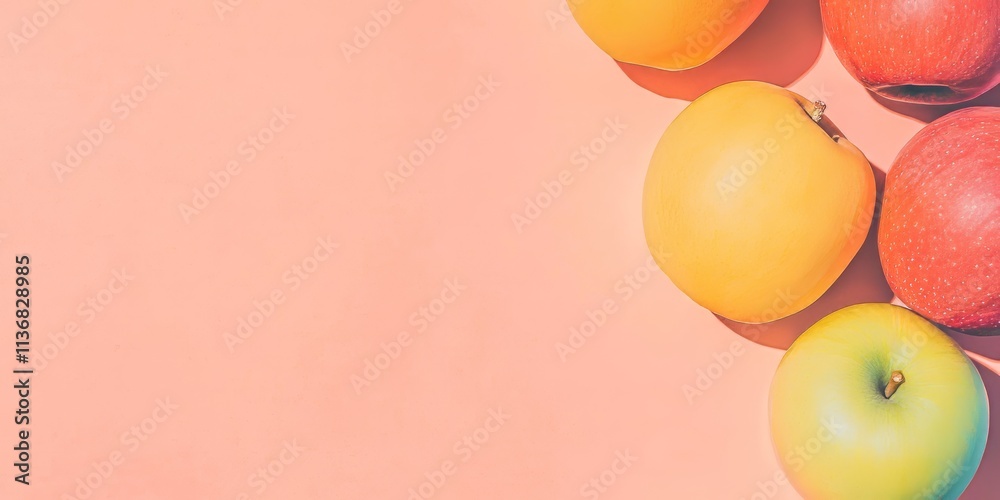 Aufkleber Brightly colored banner featuring apples with empty space for text or design element