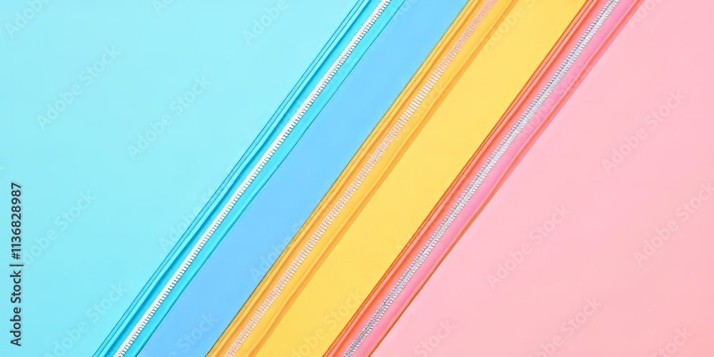 Poster Brightly colored banner featuring zippers and empty space for customization at a creative event