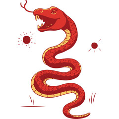 Chinese Zodiac Snake Vector Elegant Illustration, Gold Accent, Traditional Pattern with floral Pattern for Lunar New Year and Decorative Use.