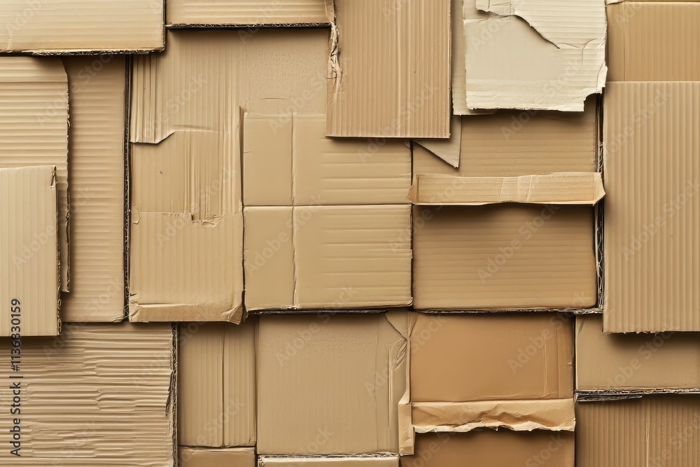 Poster pattern of textured cardboard arranged in varying sizes and shapes for artistic backdrop or design p