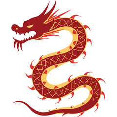 Chinese Zodiac Snake and Dragon Vector Elegant Illustration, Gold Accent, Traditional Pattern with floral Pattern for Lunar New Year and Decorative Use.