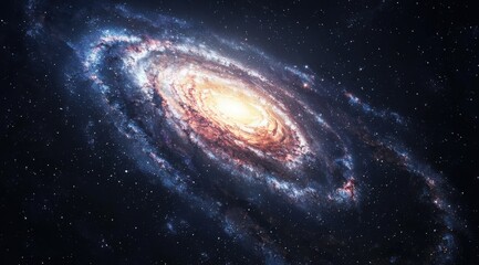 Obraz premium An awe-inspiring galaxy in space, showcasing swirling stars and colors, a brilliant representation of cosmic beauty.