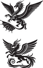 silhouette of clean vector of Dragon silhouette isolated