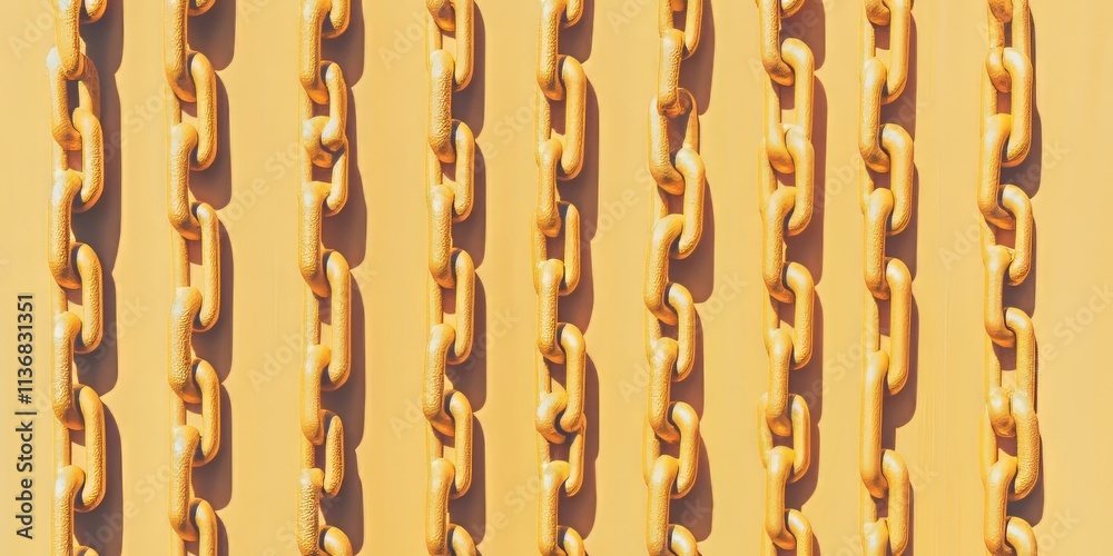 Poster pattern texture of interlinked gold chains against a bright background showcasing contrasting clean 