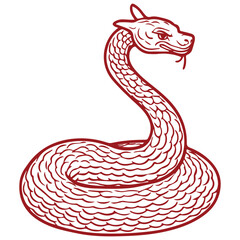 Chinese Zodiac Snake Vector Elegant Illustration, Gold Accent, Traditional Pattern with floral Pattern for Lunar New Year and Decorative Use.