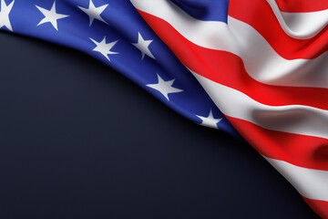 Waves of the American flag draped gracefully in a close-up view against a dark background