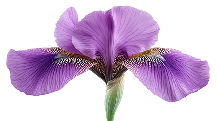 Fototapeta premium A single purple iris flower isolated on white