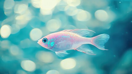 A vibrant fish gliding gracefully through clear waters, promoting a sense of peace and tranquility in its aquatic environment.