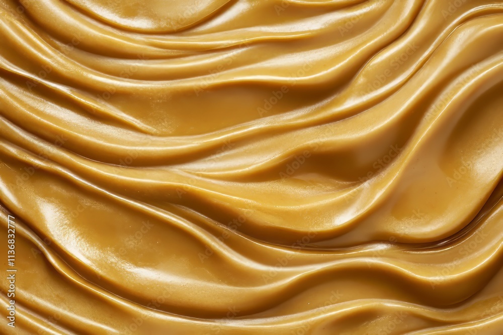 Poster Peanut paste texture displaying smooth curves and rich color in natural light