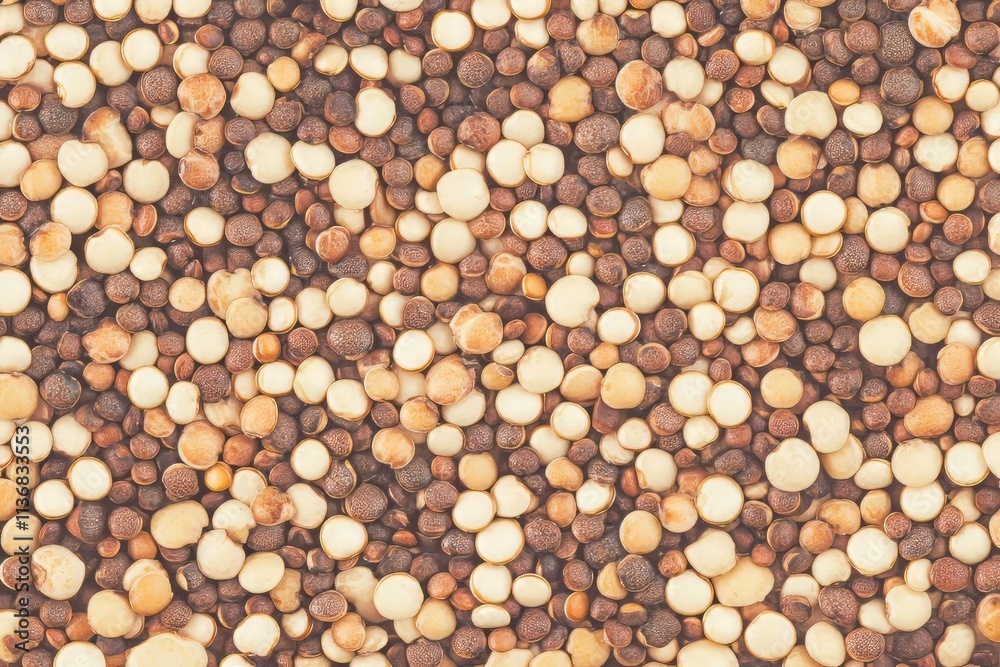 Poster Detailed texture pattern of quinoa showcasing a range of colors and shapes in a natural setting