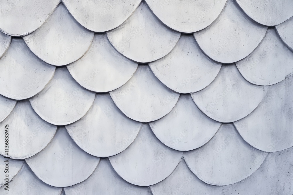 Poster Elegant gray pattern texture resembling fish scales on a surface in a modern architectural setting