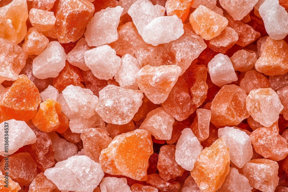 Poster Salt crystals arranged in a natural pattern showcasing unique textures and colors in a close-up view