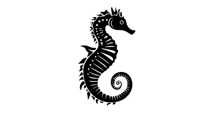 Obraz premium Seahorse swimming upright through clear water, tail trailing behind, Animal Illustration
