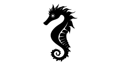 Fototapeta premium Seahorse slowly moving through open water, its body maintaining an upright posture as it swims, Animal Illustration