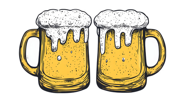 Two Frosty Beer Mugs  Cheers  Cold Beer  Brewery  Pint  Ale  Lager  Pub  Bar  Drink  Bever