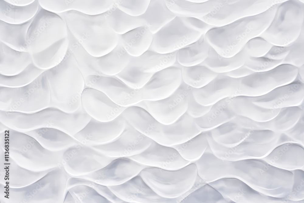 Poster textured glass pattern highlighting fluid shapes and soft curves in a serene white hue