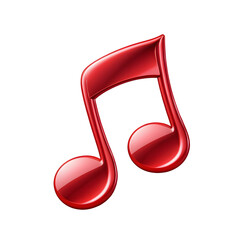 Vibrant Red Glossy Music Note Icon