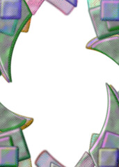 An abstract transparent iridescent shattered glass vignette design element overlay.