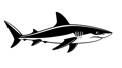 Fototapeta premium Shark gliding slowly through open ocean, entire body visible from above, Animal Vector Graphic