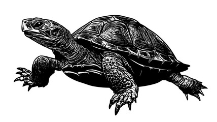 Fototapeta premium Snapping turtle with its neck extended, preparing to strike, Animal Vector Graphic