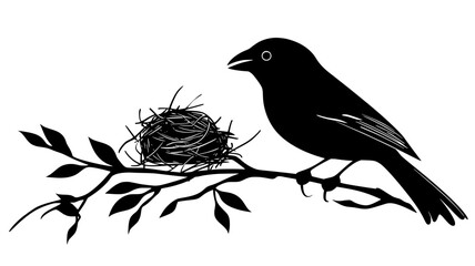 Obraz premium Sparrow gathering nesting material in beak from the ground, Animal Vector Graphic