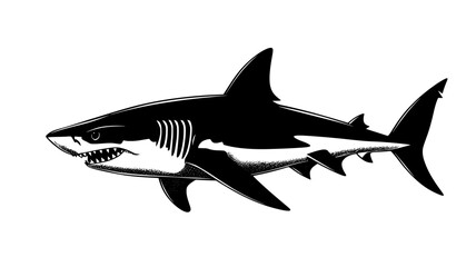 Shark gill slits visible as it passes an underwater camera, Animal Digital Art