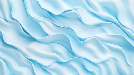 Fototapeta premium Sky blue fluid art with soft flowing waves and smooth reflective textures.