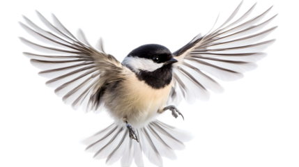 Black capped Chickadee in Flight  Wings Spread  Bird  Nature  Wildlife