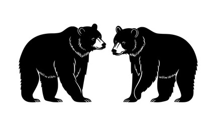Fototapeta premium Two bears standing near each other, both facing the same direction, Animal Digital Art