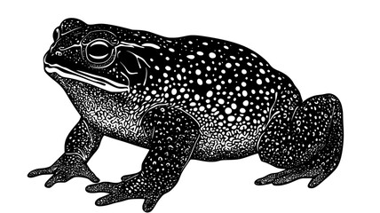Naklejka premium Toad inflating body as defensive posture against predator, Vectorized Animal Art