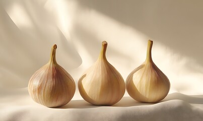 Obraz premium Three Single Bulbs Resting On Soft Fabric