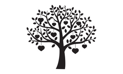 Love tree with heart leaves, Valentine tree, love, leaf from hearts