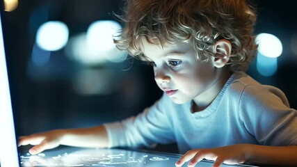 Child Learning at Science Museum Exhibit with Interactive Displays