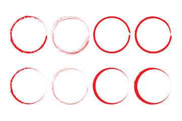 Grunge circle brush. Vector isolated web elements. Ink frames set. red abstract grunge circle. Vector brush stroke. Stock vector.