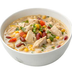 white chicken chili con carne on transparent background