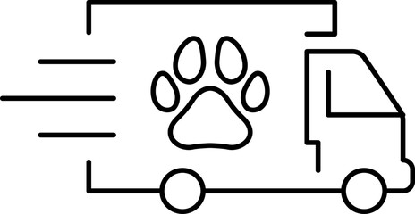 Animal delivery, pet cargo, pet transport, pets shipping, pet delivery vector image, pet transportation, pets travel icon.