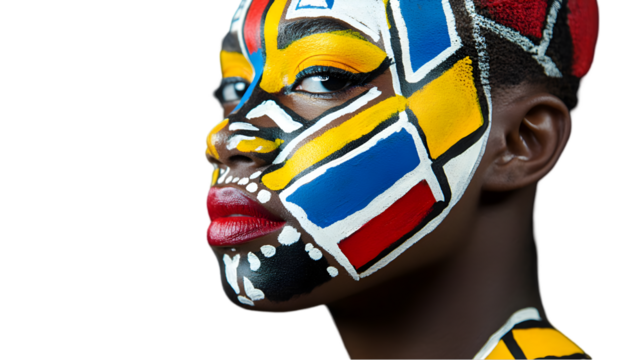 Colorful Abstract Face Paint  Bold Makeup  Woman Portrait  Art  Culture  Beauty