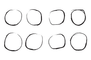 Hand drawn ovals, circles and ellipses collection. Highlight oval frames, vector doodle ellipses. Set of various geometric round shapes to circle and highlight text. Elements for diagrams and notes. 