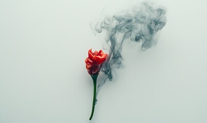 Fototapeta premium Red Chili Pepper With Smoke Trails On White Background