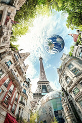 Naklejka premium A dreamlike or painting collage of famous travel destinations from around the world.