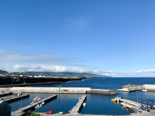 Coastal harbor of rabo de Peixe, Sao Miguel, Azores, Portugal