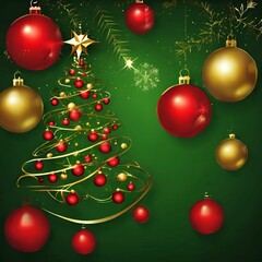 Merry Christmas, balls, lights, gold and red - 26