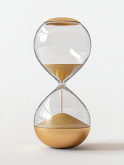 Elegant hourglass with golden sand - A beautifully designed hourglass featuring golden sand symbolizing the passage of time, clarity, and sophistication in decor.