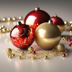 Merry Christmas, balls, lights, gold and red - 27