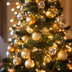 Merry Christmas, balls, lights, gold, tree - 34