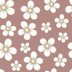 Patron sin costuras de flores blancas sin fondo y con fondo de colores - Estampado primaveral