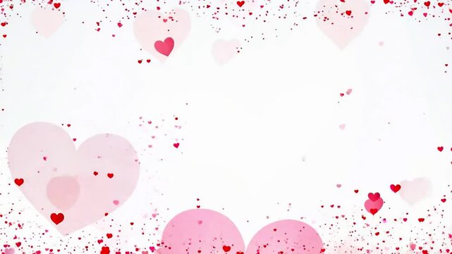 Valentine heart frame on white background. Valentine's day Pink Red Animation Hearts Greeting love hearts. Pink jelly bean in the shape of love, hearts for Valentine's day, Valentines day, Wedding 