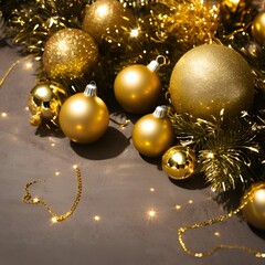 Merry Christmas, balls, lights, gold - 46